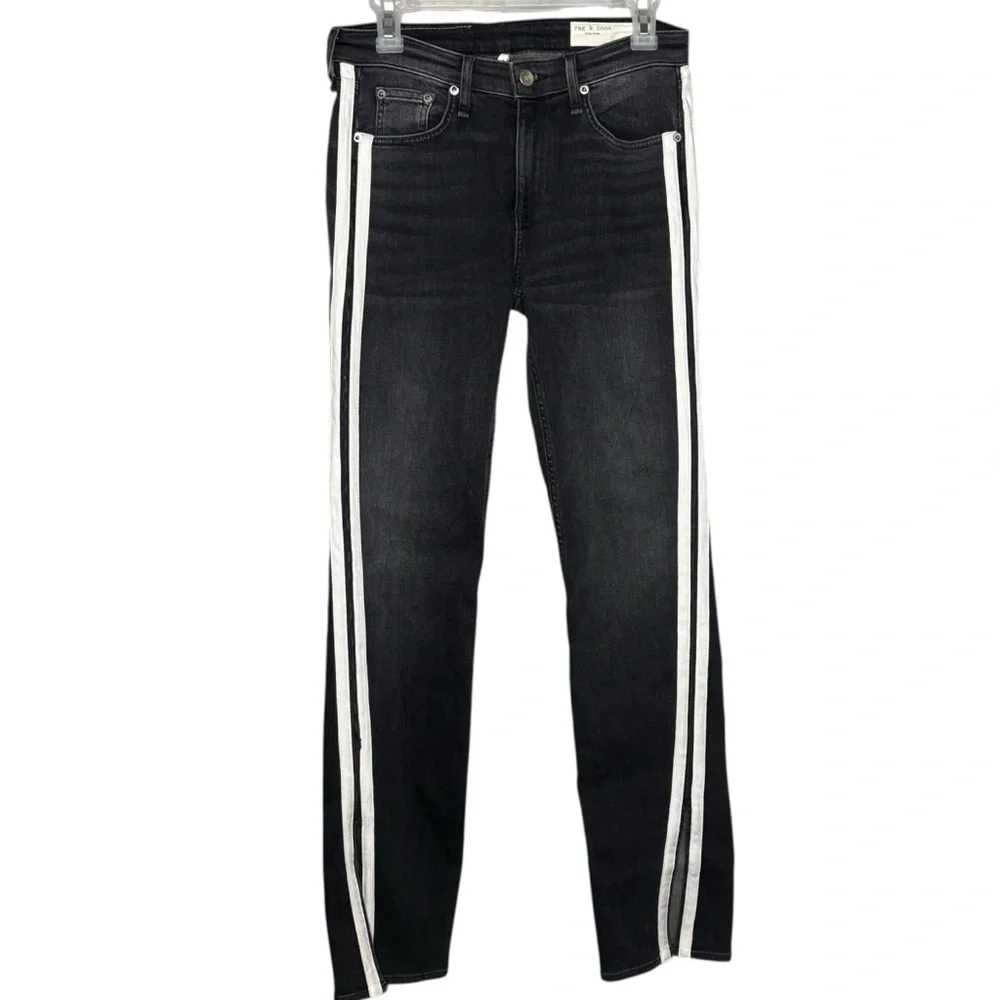 RAG & BONE Cate Mid Rise Flare Jeans NWT gray stripe women’s size 27 - Picture 3 of 9